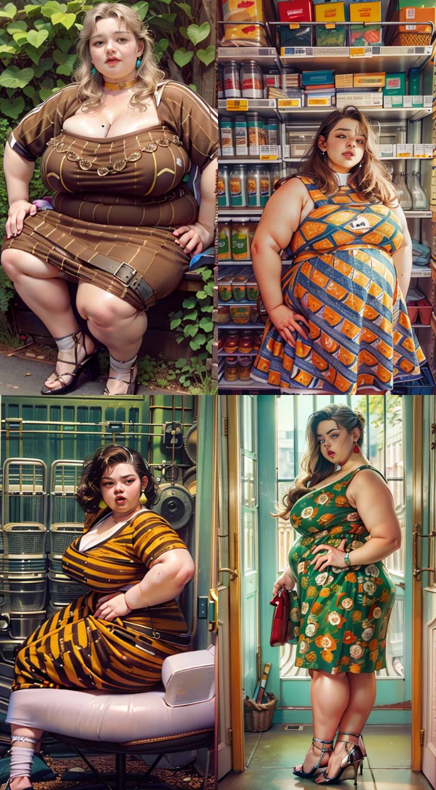 Beautiful Woman In Retro S Dress Bbw Huge Breasts SeaArt AI
