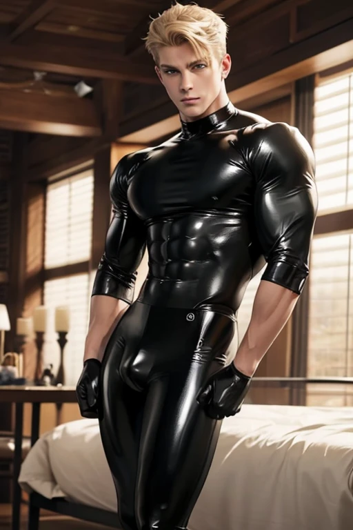 Full Body Photorealistic Handsome Hunky Masculine Blonde Twink SeaArt AI