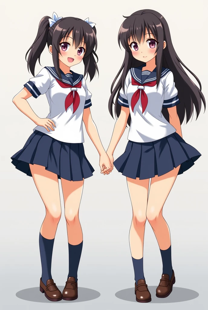 Two Japanese Anime Girl Dressed As Girls With Big Boobs And Ass