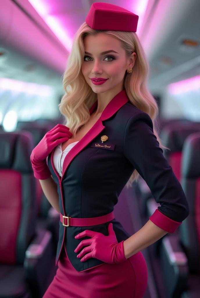 Blonde Flight Attendant With A Sexy Smile Lipstick Female Blonde Blazer
