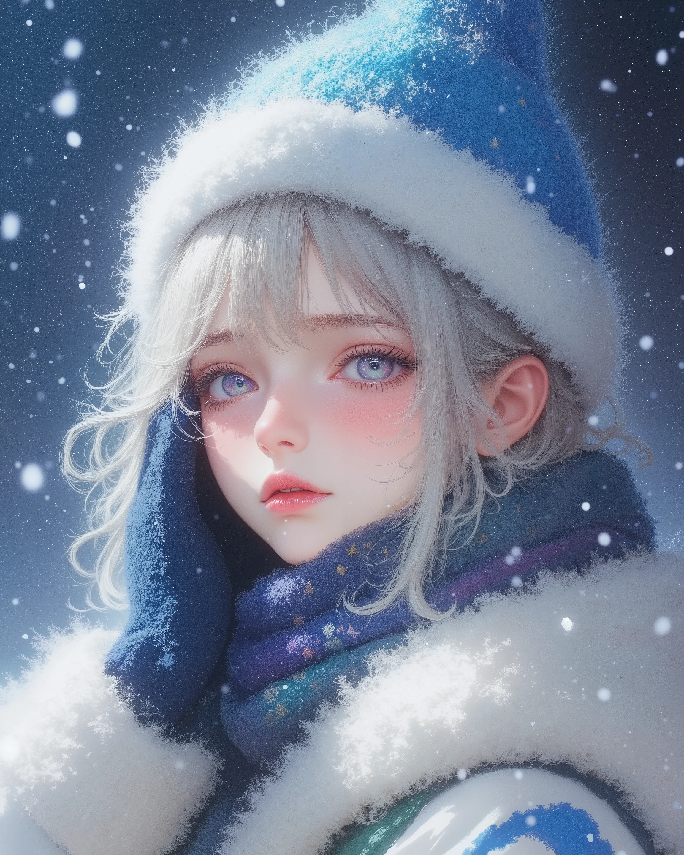 Anime Girl In Winter Coat And Hat With Snow Falling Around Her Seaart Ai