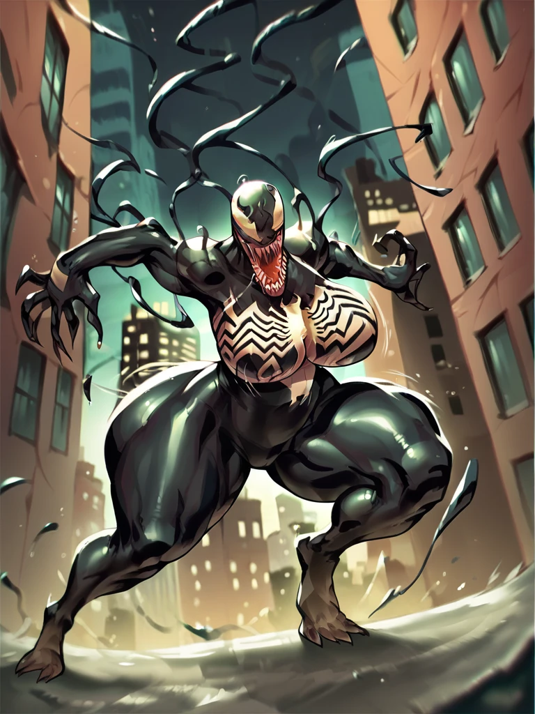 Venom Gigantic Boobs Gigantic Ass Bouncing Boobs Fighting Pose