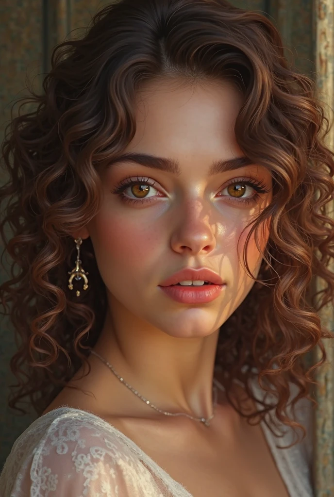 Curly Haired Brunette Woman SeaArt AI