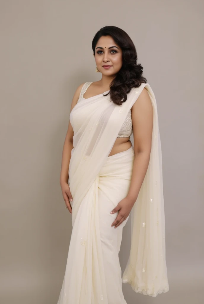 Actress Ramya Krishnan In Hot Revealing Exposing Saree And Strap Blouse
