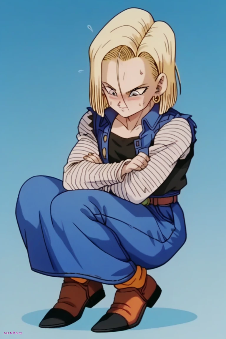 Android Number Embarrassed Face Her Upper Body Is Naked Full Body