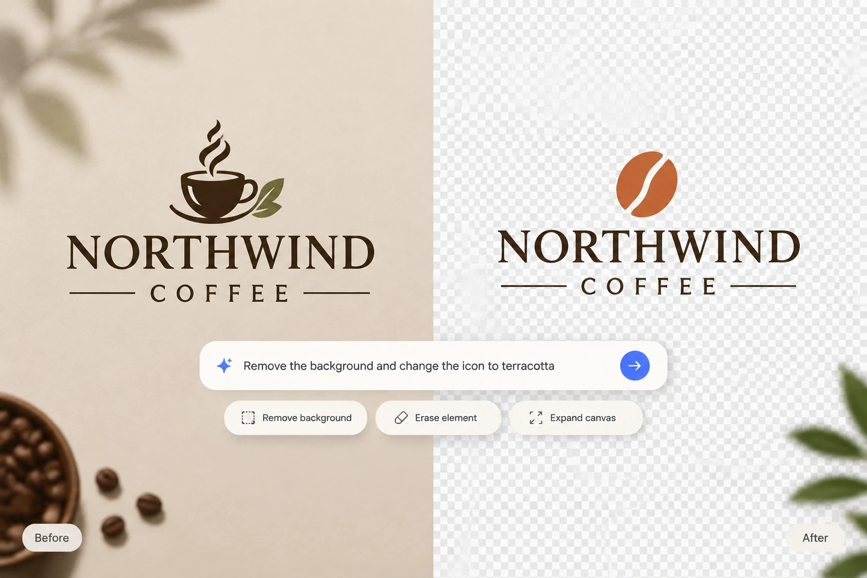 Logo before-and-after editing comparison