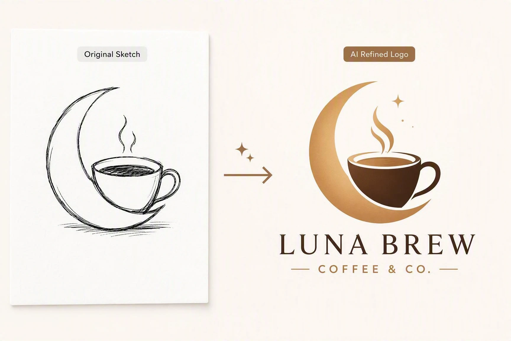 Coffee shop sketch transformed into a logo