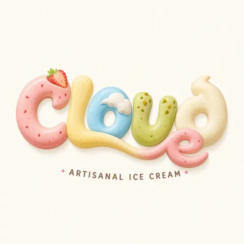 Typographic ice cream shop logo with soft, rounded letters