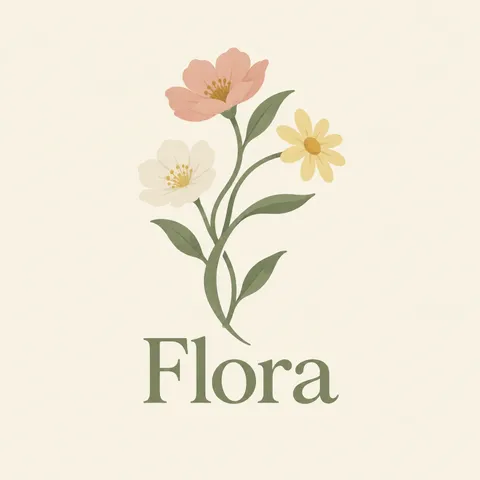 Organic flower shop logo with flowers forming an F