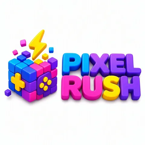 3D gaming logo with a pixelated cube and abstract controller