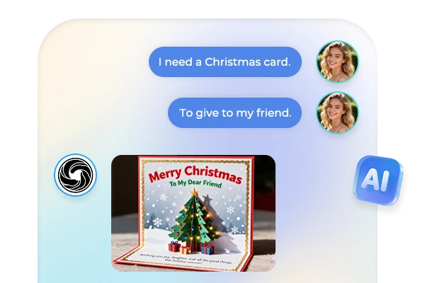 Generate a Christmas card by chatting with the SeaArt agent.