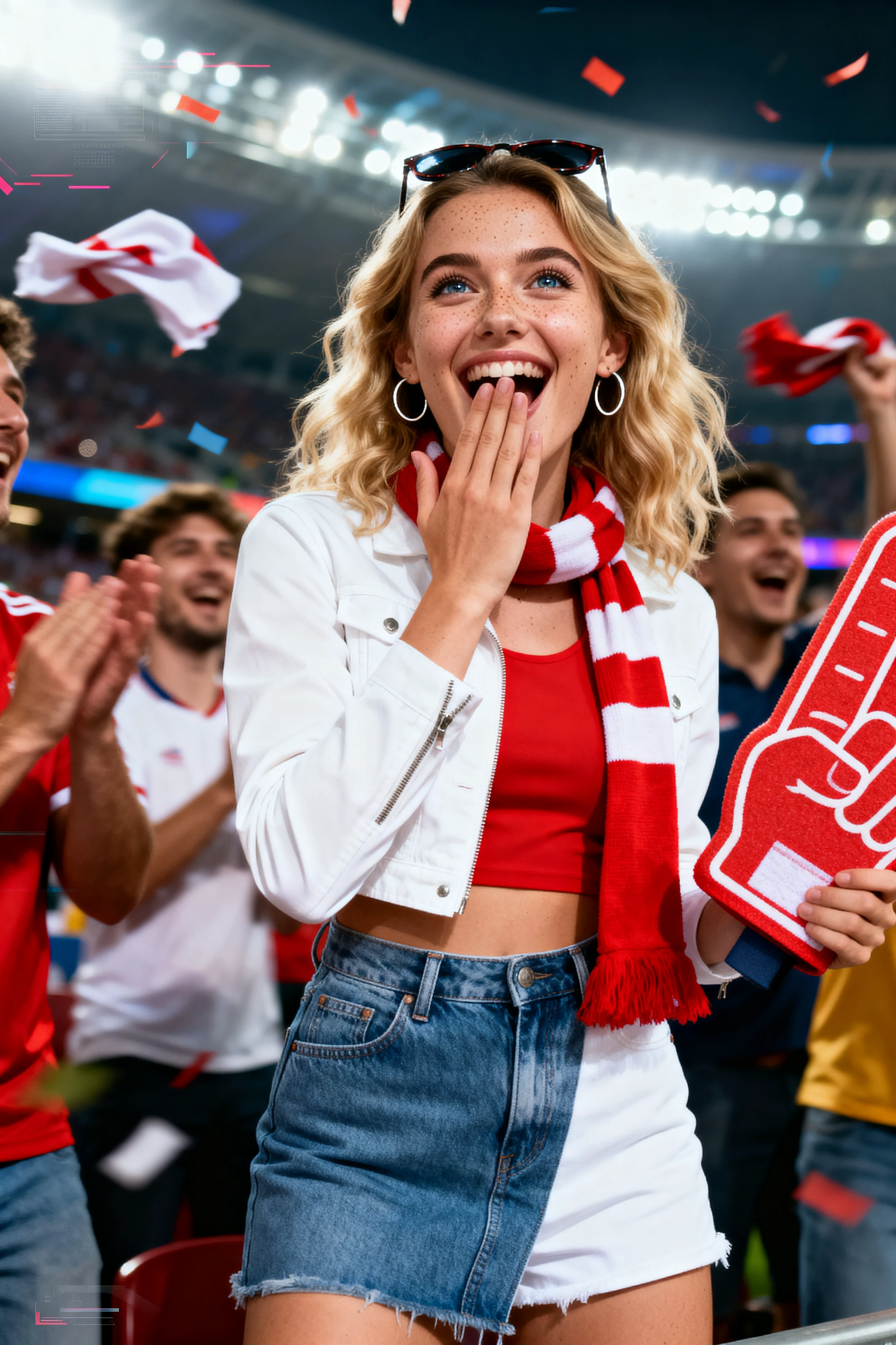 Girl Celebrating in a Crowd