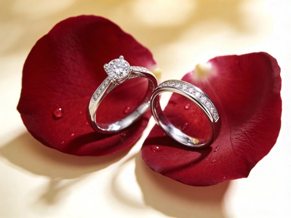 Wedding Rings on Petals