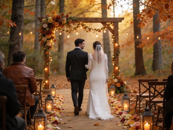 Autumn Forest Wedding with Golden Leaves