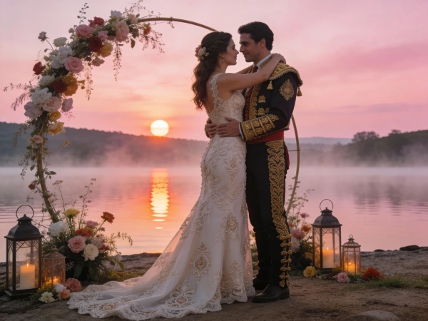 Sunrise Wedding by the Lake