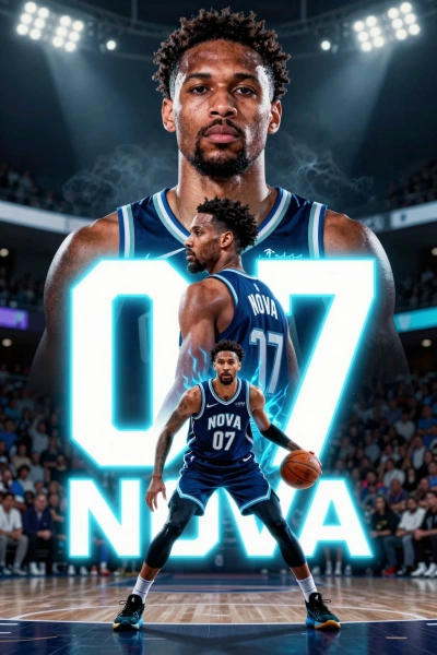Electric Neon Basketball Collage Poster