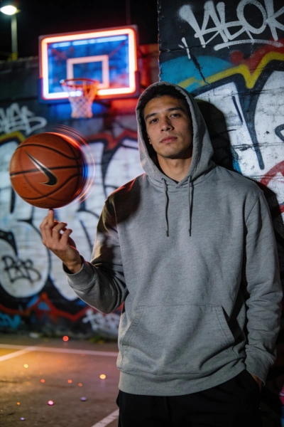 Night Street Basketball Poster with Graffiti