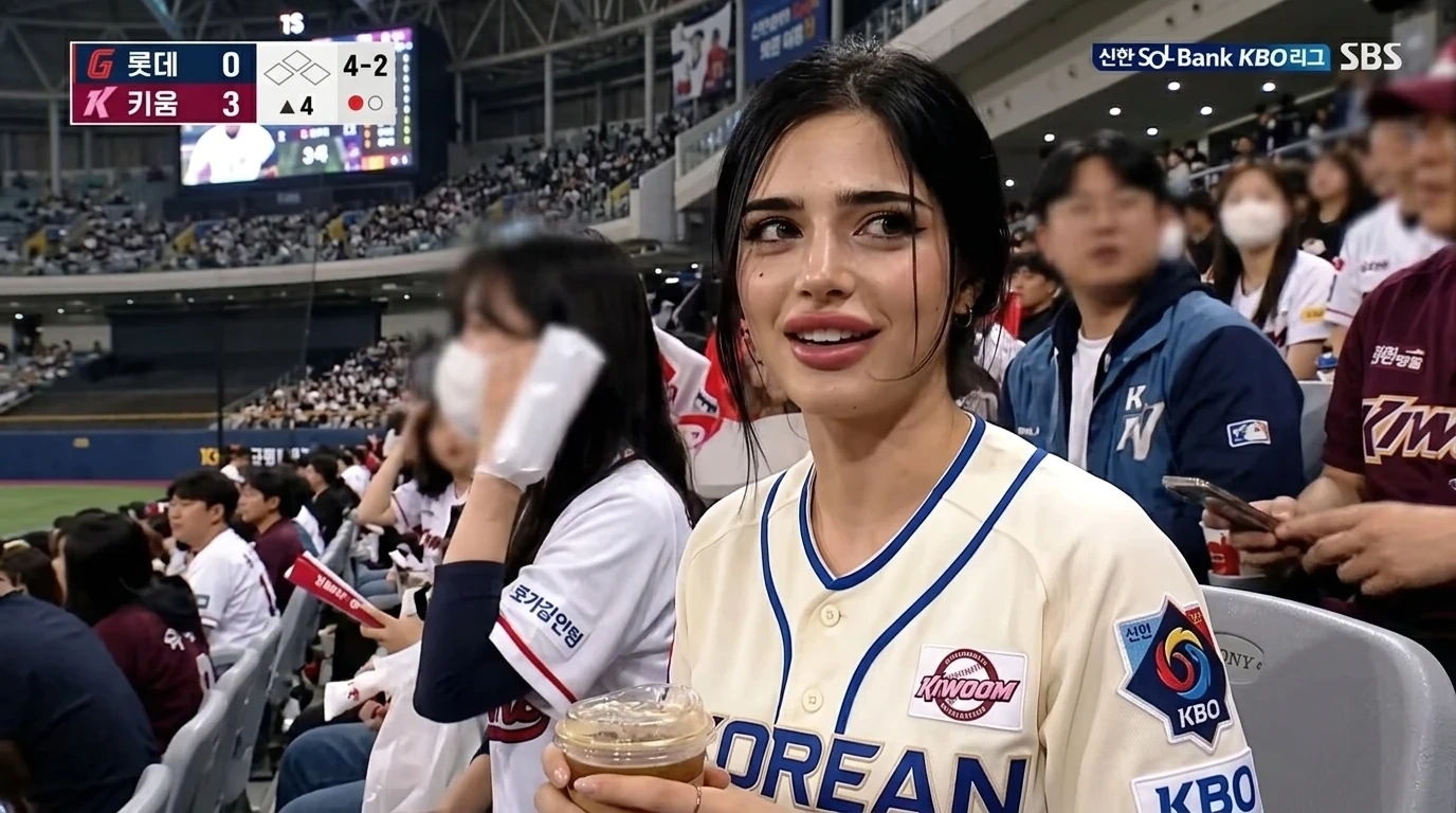 Korean baseball broadcast tutorial result with realistic stadium framing