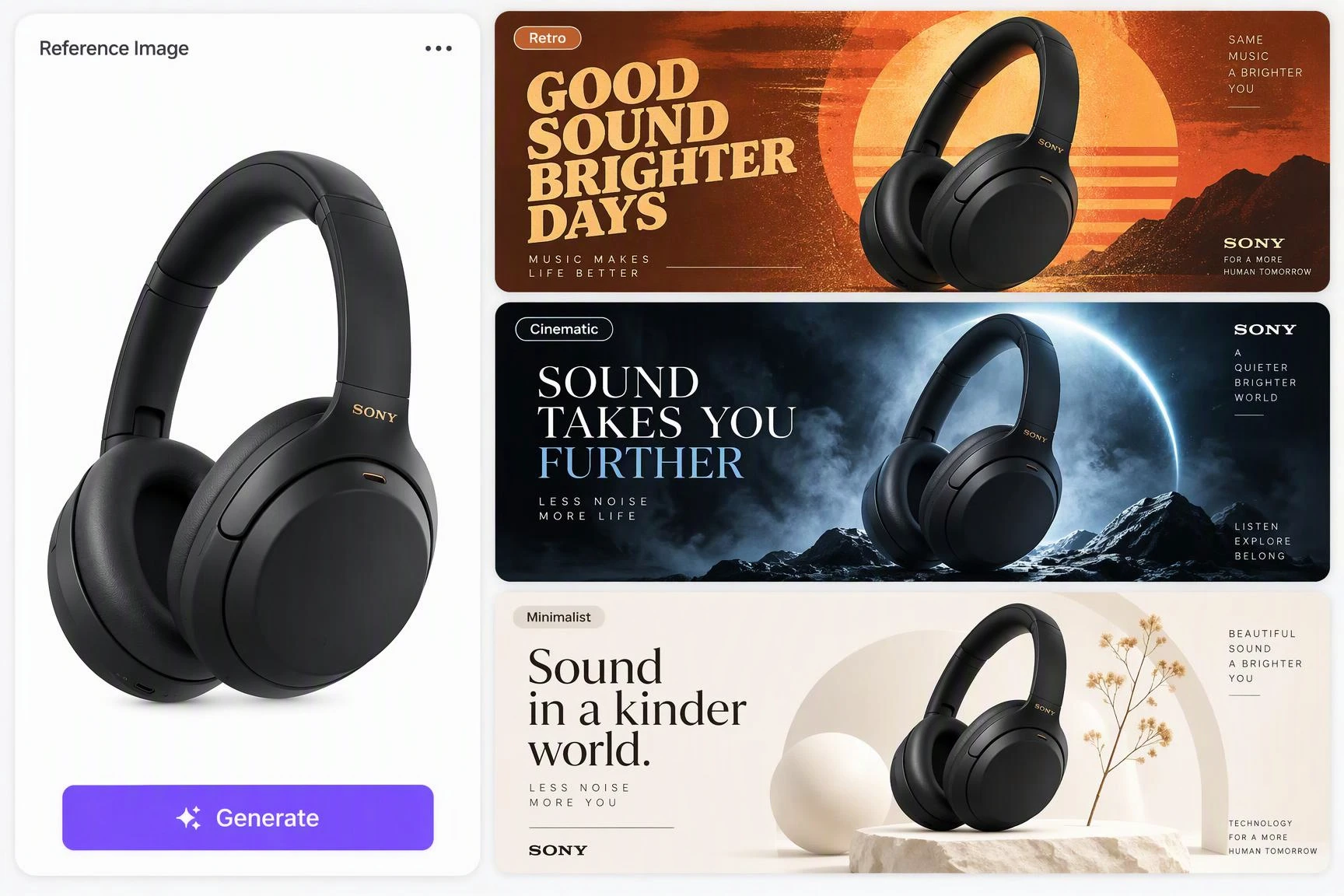 Headphone posters in three styles