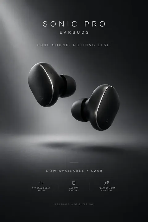 Earbuds Ad Poster