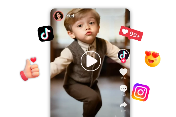 Créez des vidéos virales de bébés dansants AI pour TikTok et Reels.