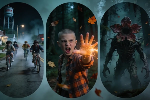 Stranger Things image to video generator Hawkins scene