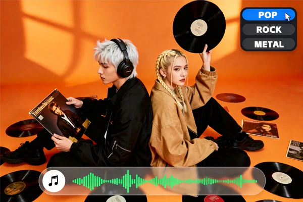 Grid display of music genre options with style preview thumbnails