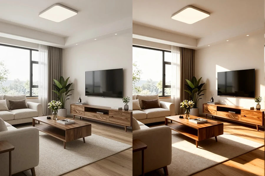 modern living room decor, two images