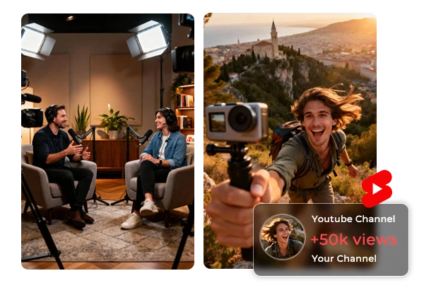 All-in-one content creation dashboard for images, video, and audio