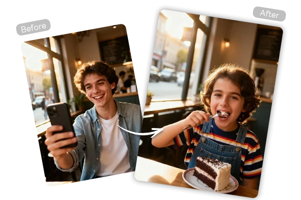 Photo AI Réaliste d'Âge Plus Jeune