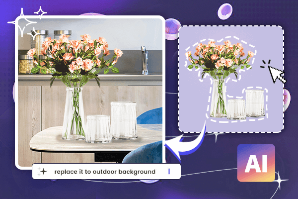 Replace the background of an image with AI inpainting tool