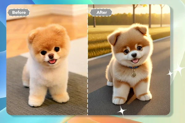 Cartoonizar cachorro antes e depois