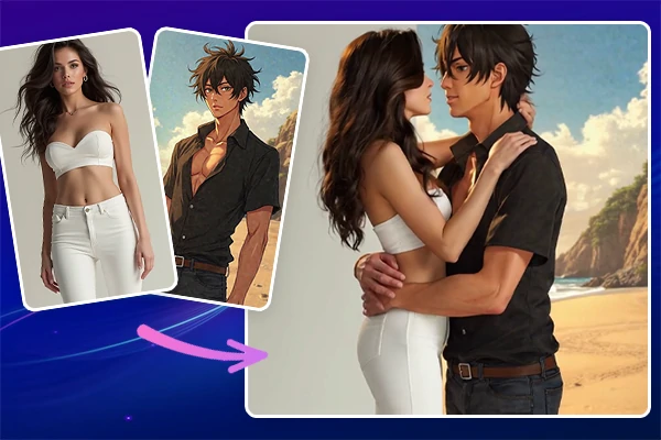 Vídeo de abraço com personagens de anime populares