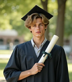 AI-generated male graduation portrait
