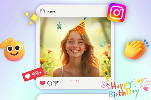 Share Photo with Birthday Hat on Instagram