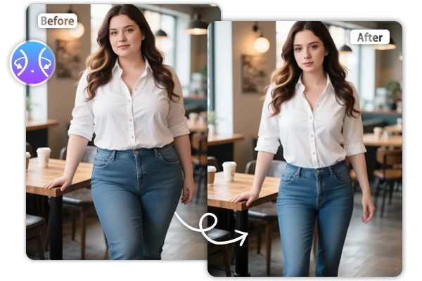 KI-virtuelle-Gewichtsabnahme Vorher und Nachher