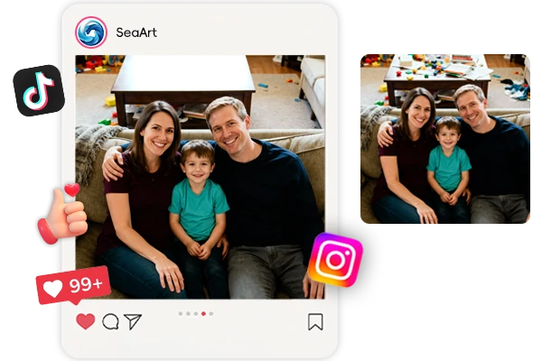 替換或修復照片物件，分享到社交媒體