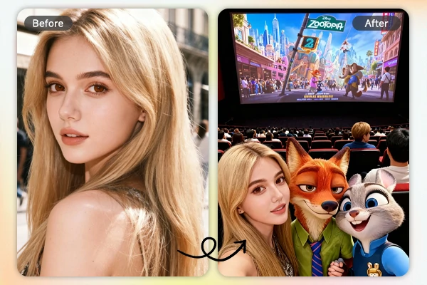 Vitrina comunitaria de fotos grupales de Zootopia 2