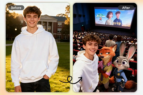 Múltiples efectos creativos de fotos de Zootopia 2, incluido el filtro