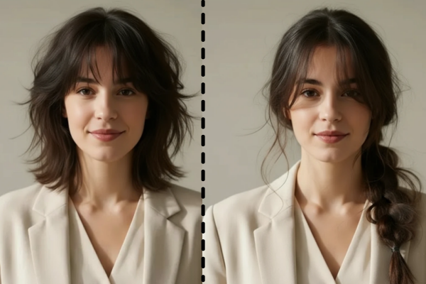 Ejemplo de diferentes cortes de pelo probados en el test de belleza