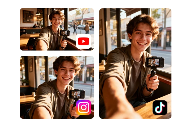 Multi-platform video export with various aspect ratios for social media