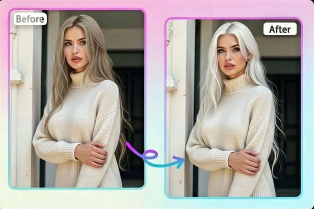 Filter rambut putih AI untuk simulasi penuaan