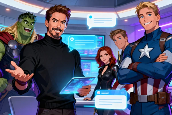 Realistic Avengers Chat with AI voice