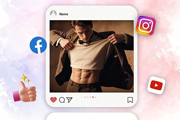 Immagine muscolare di AI sui social media
