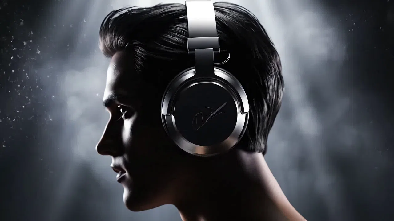 Metal kulaklık ile profil görünümü