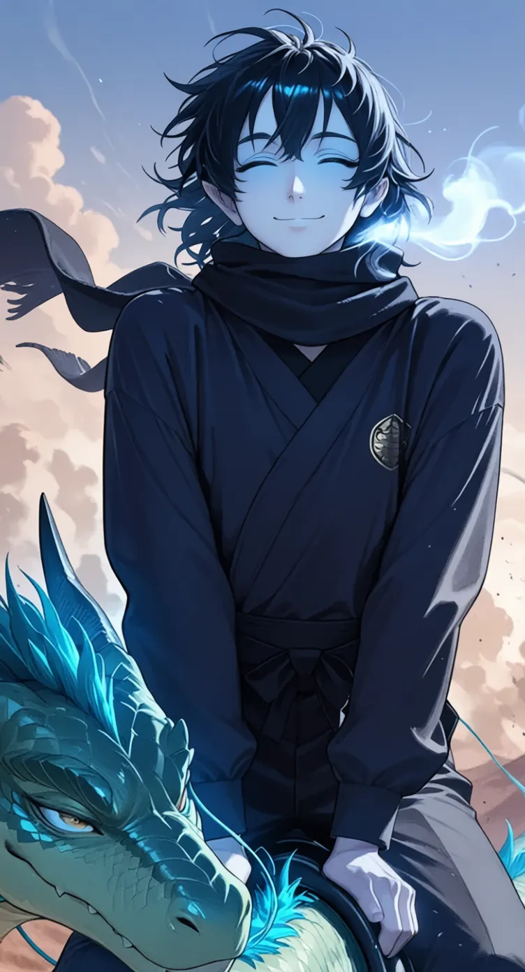 Person in black outfit posing with dragon