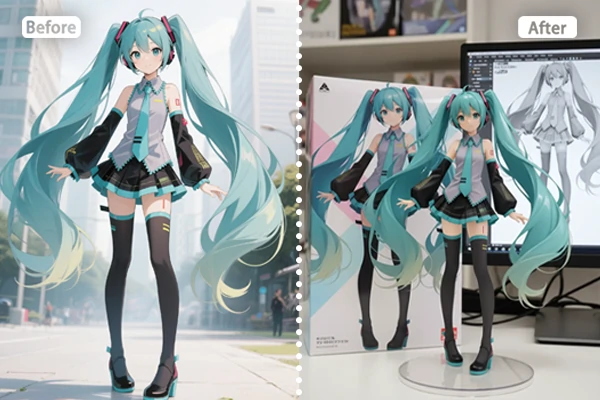Convierte a Hatsune Miku en arte de figura Nano Banana