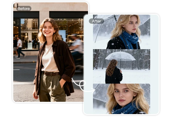 Filtro de neve com IA com um clique com efeito automático