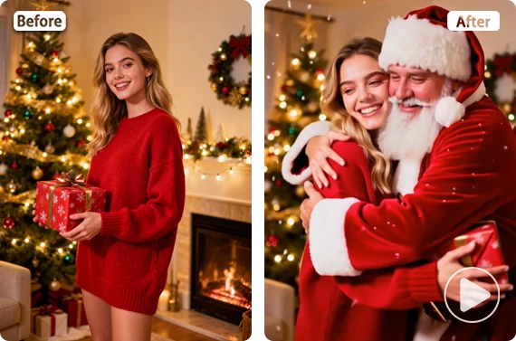 Convert a photo to AI santa hug video