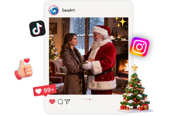Share an AI santa video on social media